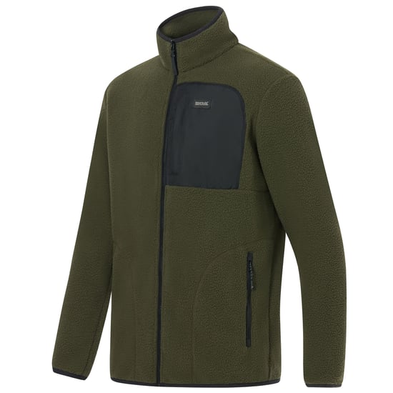 Regatta Mens Frankie Borg Fleece Jacket (Dark Khaki/Black) - Image 4