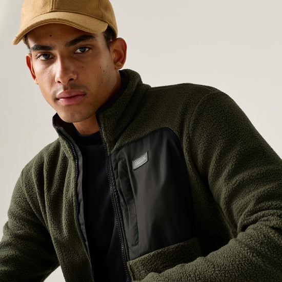 Regatta Mens Frankie Borg Fleece Jacket (Dark Khaki/Black) - Image 6