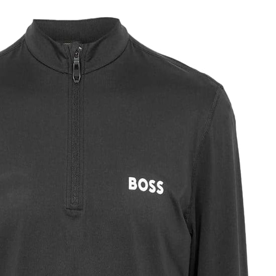 Boss Heren Performance-shirt met kwartritssluiting en lange mouwen (Zwart) - Image 3