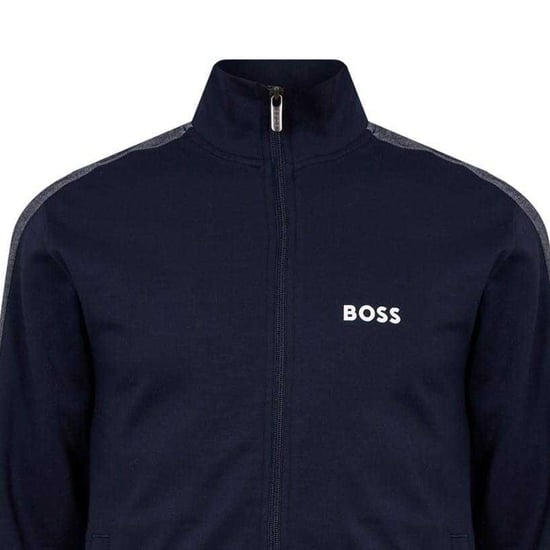 Boss Heren-trainingsjas met hoge kraag (Marine, Wit) - Image 3
