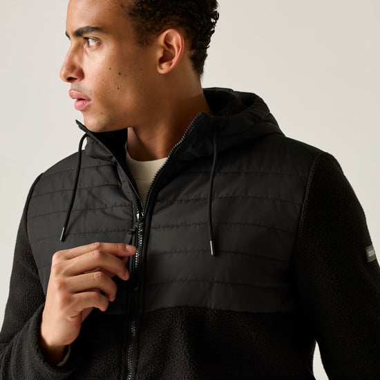 Regatta Mens Frankie Two Tone Borg Fleece Hybrid Jacket (Black) - Image 4