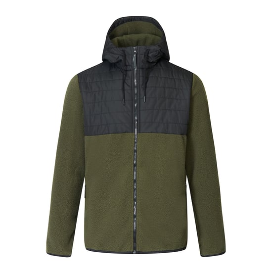 Regatta Mens Frankie Two Tone Borg Fleece Hybrid Jacket (Dark Khaki/Black) - Image 2