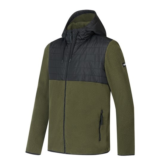Regatta Mens Frankie Two Tone Borg Fleece Hybrid Jacket (Dark Khaki/Black) - Image 6