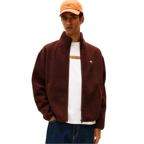 Tommy Jeans Mens Teddy Fleece Regular Fleece Jacket (Brown) - Image 4