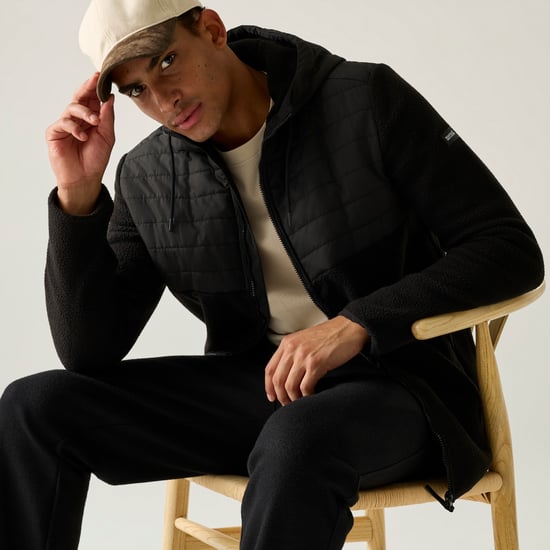 Regatta Mens Frankie Two Tone Borg Fleece Hybrid Jacket (Black) - Image 5