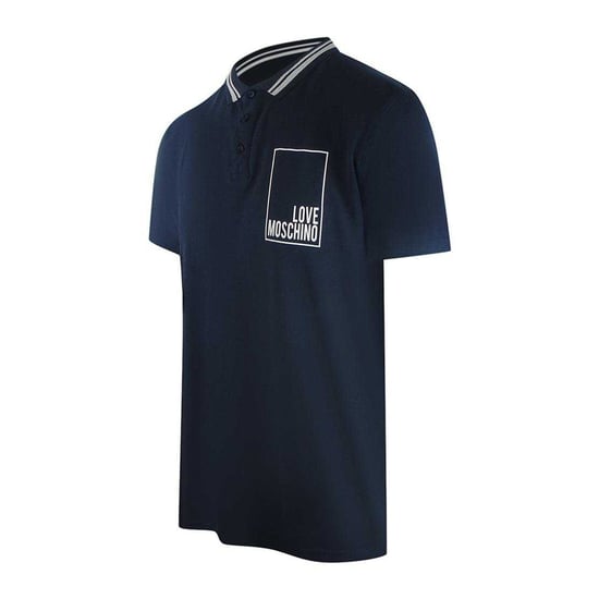 Love Moschino Heren Box Logo Katoenen Poloshirt (Marineblauw) - Image 3