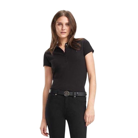 Tommy Hilfiger Heritage slim-fit poloshirt met korte mouwen voor dames (Zwart) - Image 1