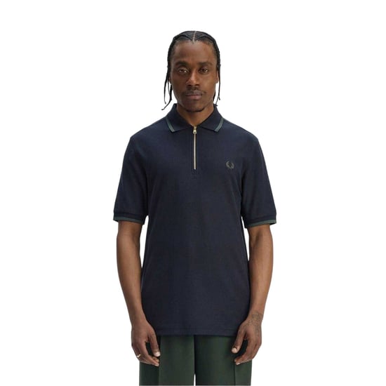 Fred Perry Mens Zip Neck Polo Shirt (Navy) - Image 1