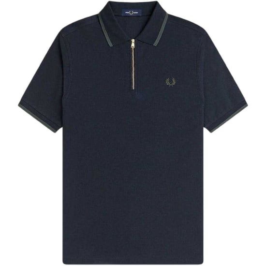 Fred Perry Mens Zip Neck Polo Shirt (Navy) - Image 2