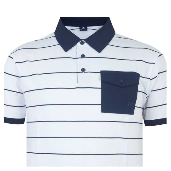 Giorgio Gestreepte poloshirt met zak voor heren (Wit, Marine) - Image 4