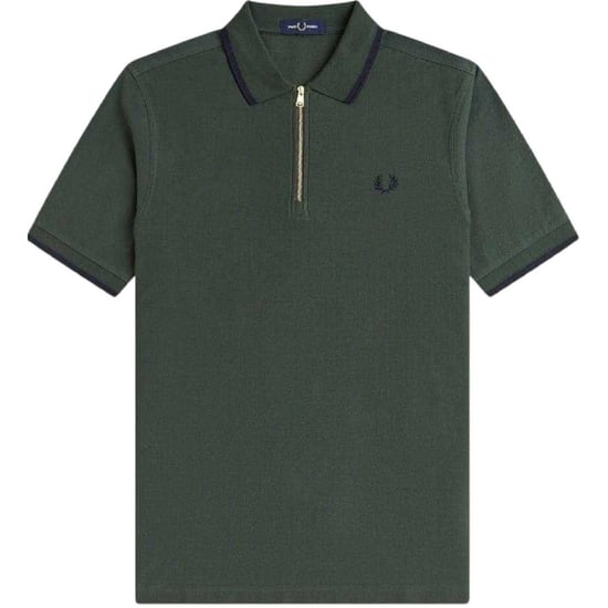 Fred Perry Mens Zip Neck Polo Shirt (Court Green) - Image 2