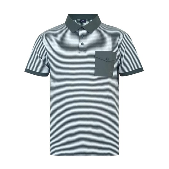 Giorgio Gestreepte poloshirt met zak voor heren (Houtskool/Wit) - Image 1