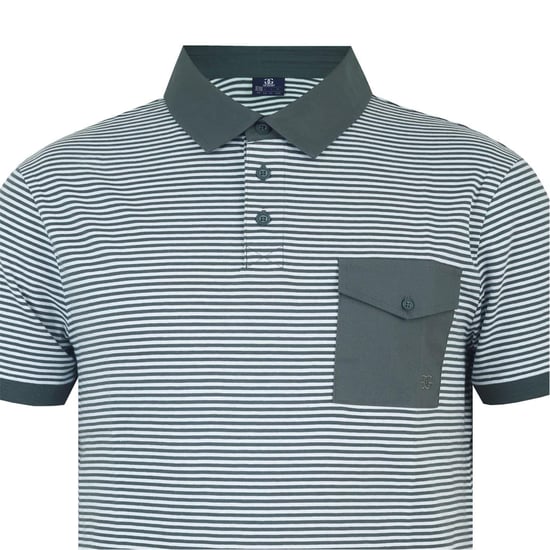 Giorgio Gestreepte poloshirt met zak voor heren (Houtskool/Wit) - Image 4