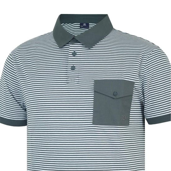 Giorgio Gestreepte poloshirt met zak voor heren (Houtskool/Wit) - Image 5