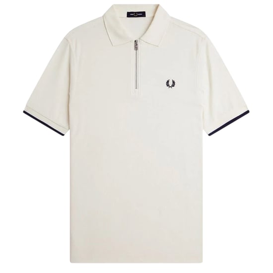 Fred Perry Mens Zip Neck Polo Shirt (Ecru/Black) - Image 2