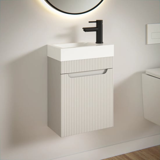 Mirlux Toiletmeubel vivo 40cm taupe wastafel wit - Image 1