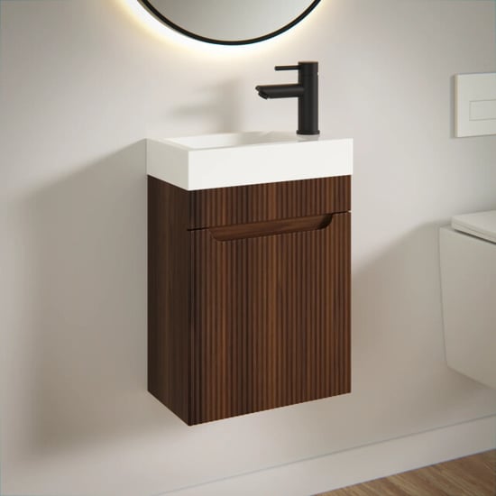 Mirlux Toiletmeubel vivo 40cm walnoot wastafel wit - Image 1