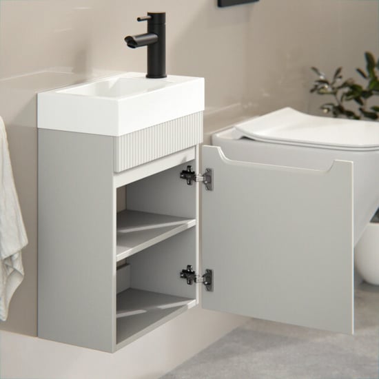 Mirlux Toiletmeubel vivo 40cm taupe wastafel wit - Image 3