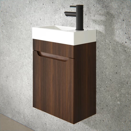 Mirlux Toiletmeubel vivo 40cm walnoot wastafel wit - Image 2