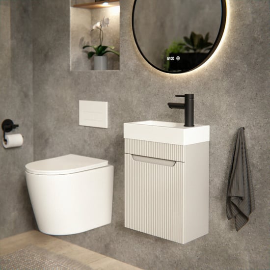 Mirlux Toiletmeubel vivo 40cm taupe wastafel wit - Image 4