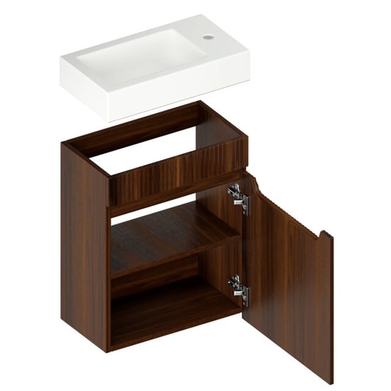 Mirlux Toiletmeubel vivo 40cm walnoot wastafel wit - Image 4