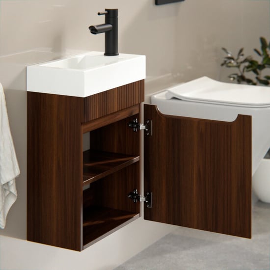 Mirlux Toiletmeubel vivo 40cm walnoot wastafel wit - Image 5