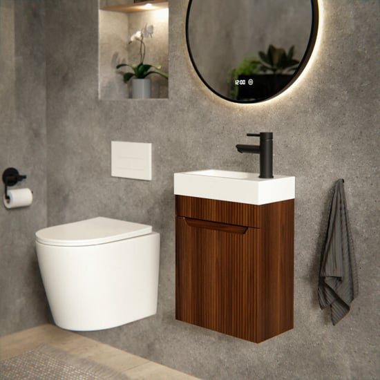 Mirlux Toiletmeubel vivo 40cm walnoot wastafel wit - Image 6
