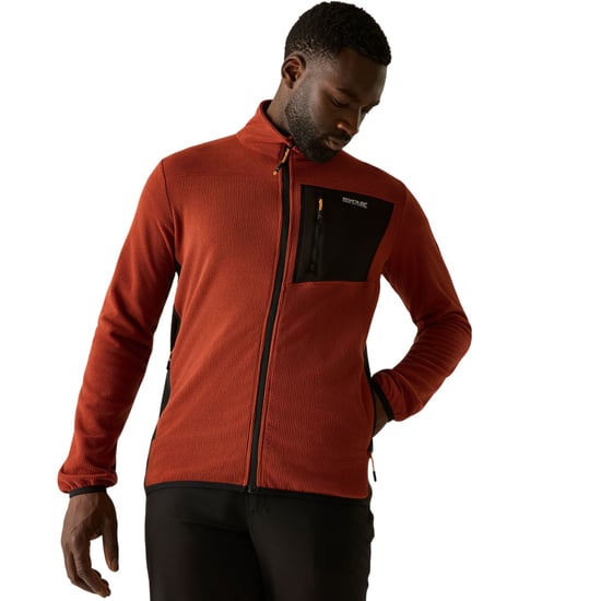 Regatta Mens Eadle Logo Full Zip Fleece (Burnt Henna/Black) - Image 5