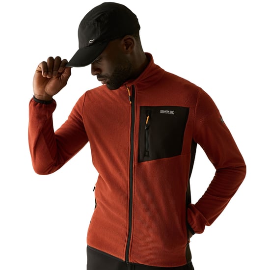 Regatta Mens Eadle Logo Full Zip Fleece (Burnt Henna/Black) - Image 6