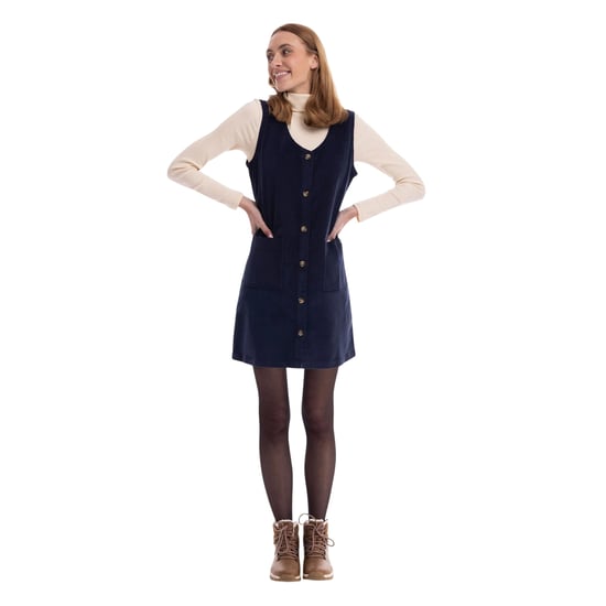Trespass Womens/Ladies Tarissa Corduroy Pinafore Dress (Navy) - Image 3