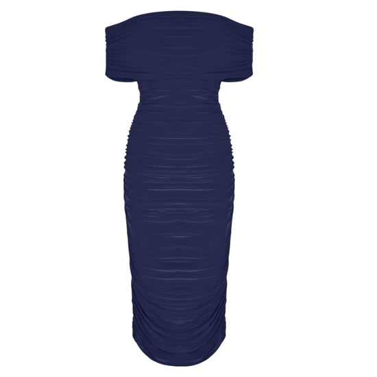 Biba Midi-jurk voor dames met ruches en blote schouders, strakke pasvorm (Marine) - Image 2