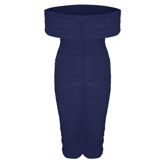 Biba Midi-jurk voor dames met ruches en blote schouders, strakke pasvorm (Marine) - Image 3