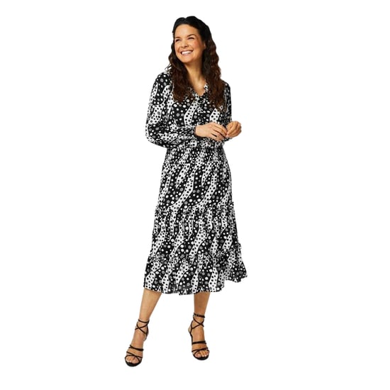 Biba Midi-jurk voor dames met getailleerde taille (Zwart, Wit) - Image 1