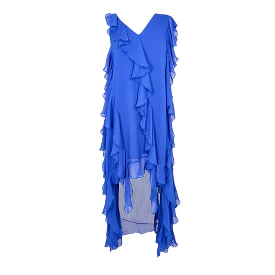 Biba Maxijurk zonder mouwen met ruches voor dames (Blauw) - Image 2