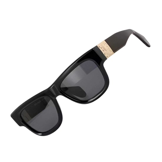 Palm Angels Mens Merrill Rectangular Gold Detail Sunglasses (Black/Dark Grey) - Image 2