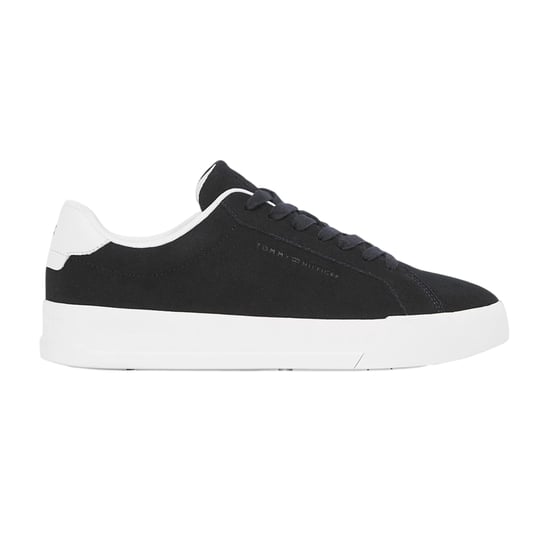 Tommy Hilfiger Heren-sportschoenen van 'Pebble Grain Court'-leer (Zwart, Wit) - Image 1