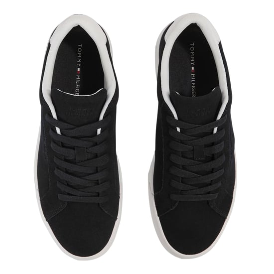 Tommy Hilfiger Heren-sportschoenen van 'Pebble Grain Court'-leer (Zwart, Wit) - Image 3