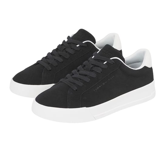 Tommy Hilfiger Heren-sportschoenen van 'Pebble Grain Court'-leer (Zwart, Wit) - Image 4