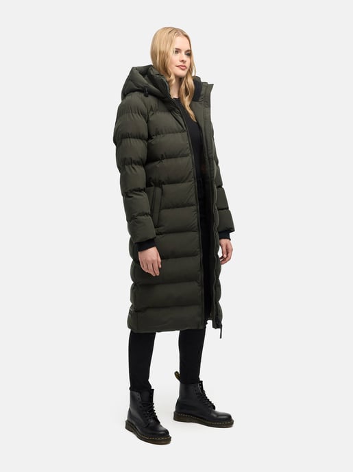 Marikoo Harukaa lång vinterkappa dam – quiltad med avtagbar huva - Image 6