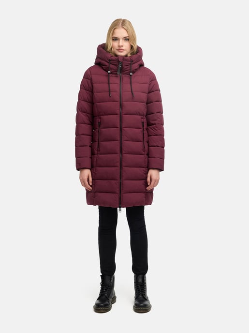 Marikoo Nanoraa lång quiltad kappa dam – figursydd med huva - Image 5