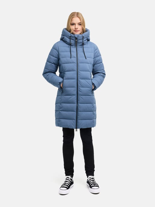 Marikoo Nanoraa lång quiltad kappa dam – figursydd med huva - Image 6