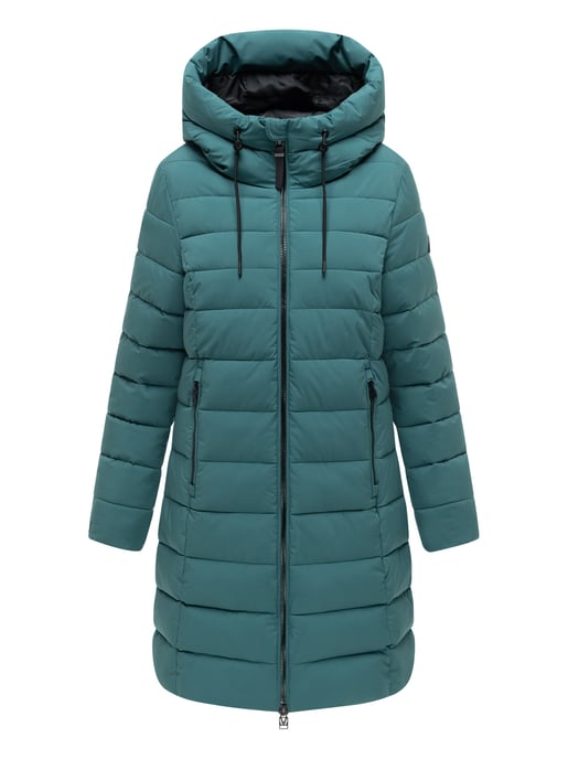 Marikoo Nanoraa women’s long quilted coat – slim fit with hood - Image 1