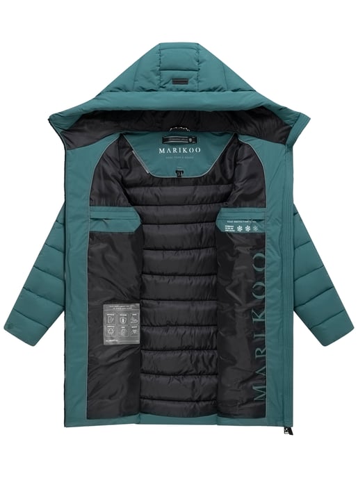 Marikoo Nanoraa women’s long quilted coat – slim fit with hood - Image 4