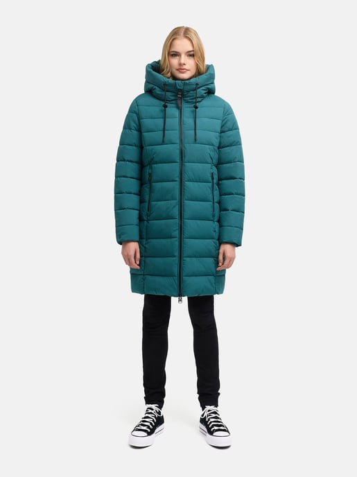 Marikoo Nanoraa women’s long quilted coat – slim fit with hood - Image 6