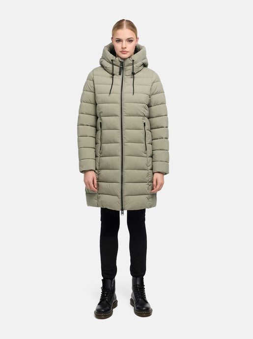 Marikoo Nanoraa lång quiltad kappa dam – figursydd med huva - Image 4
