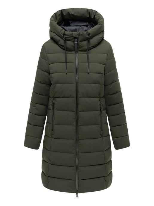 Marikoo Nanoraa women’s long quilted coat – slim fit with hood - Image 1