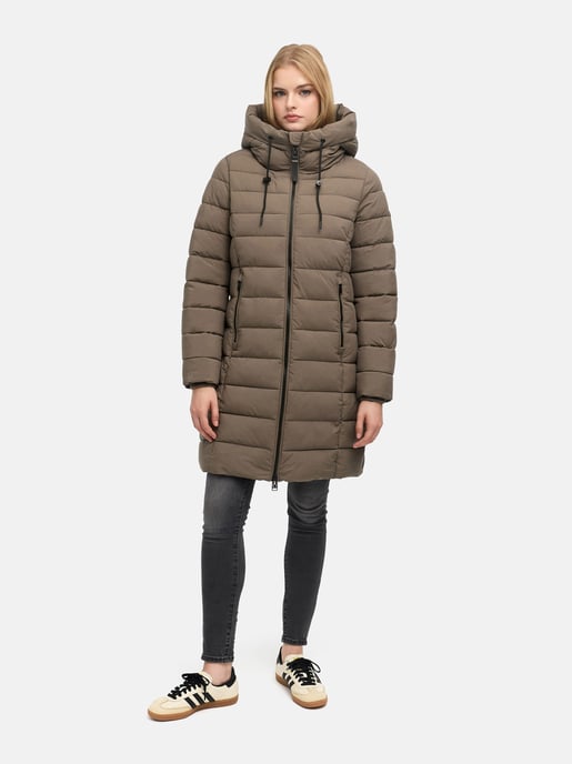 Marikoo Nanoraa lång quiltad kappa dam – figursydd med huva - Image 6