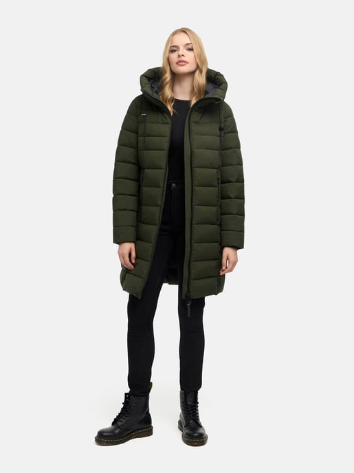 Marikoo Nanoraa women’s long quilted coat – slim fit with hood - Image 6