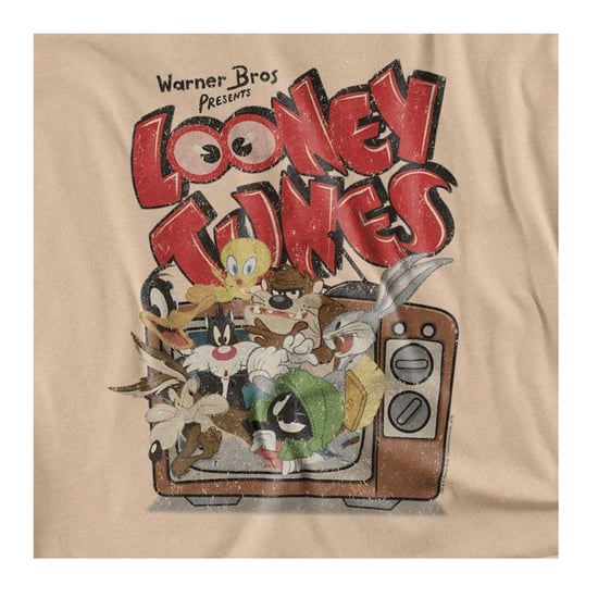 Looney Tunes Unisex T-shirt voor volwassenen ‘Saturday Mornings’ in heather-kleur (Zand) - Image 3