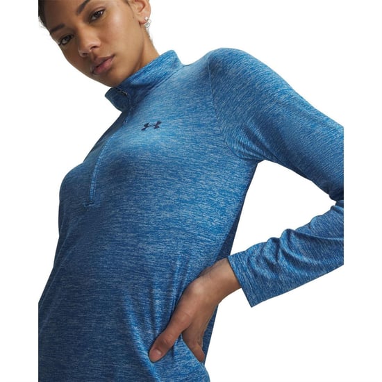 Under Armour Dames-top met halve rits en textuur (Aegean Blauw) - Image 3